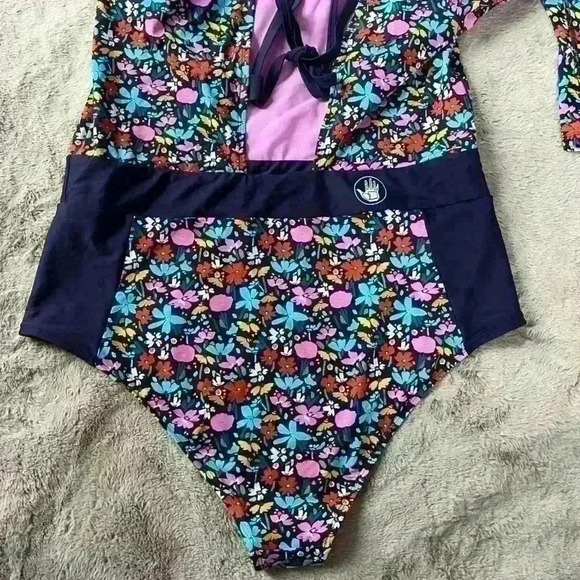 Body Glove Indigo Vivid Field Long Arm One Piece Wave Paddle Swimsuit size 3X - Picture 6 of 14